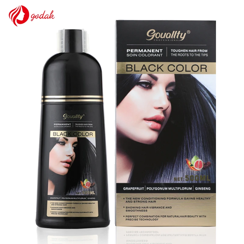 

Guangzhou Godak Natural Dye Black Hair Color Shampoo, Black;brown