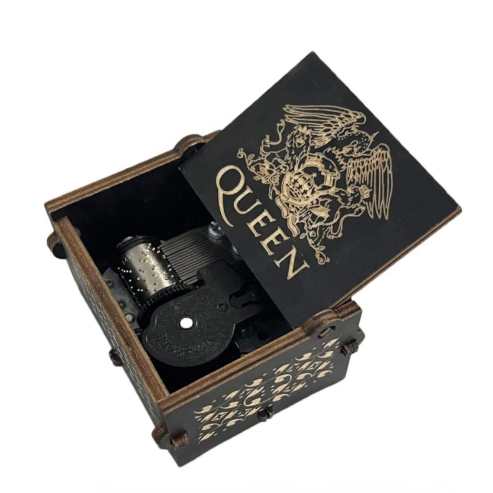 Caoxian Huashen Vintage Engraved Wood Music Box Mechanism Musical Gifts for Birthday Valentine's Day Christmas Thanksgiving