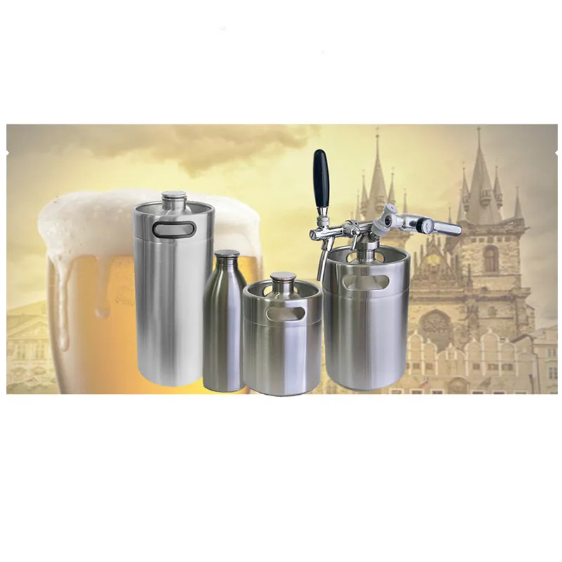 
64oz lid cooler growler and tap hose 10l tap draft beer dispenser for aluminio lager wine bier pet steel 5L and 2L mini beer keg 