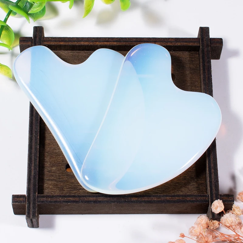 

2020 Amazon Hot Selling Gua Sha Board Facial Face Slimming Body Massager Heart Shape Opal Scrping Massage Board, White