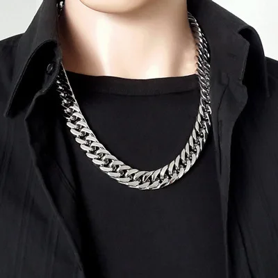 

2021 hot sale men silver stainless steel Hip Hop Punk exaggerated chain thick necklaces, Picture