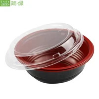 

Easy Green disposable takeaway microwavable plastic PP ramen/noodle/soup divided bowls with lid