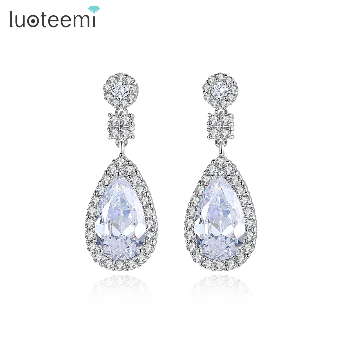 

LUOTEEMI Drop Earring Fashion Designer 2022 Woman Party Bridal Charm Dangle Jewelry Elegant Wedding Earing