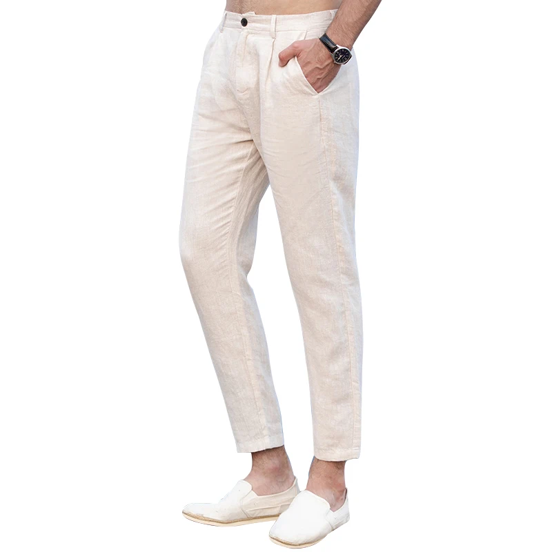 

Drawstring Men Cotton Linen Loose Beach Casual Pants Men's Trousers