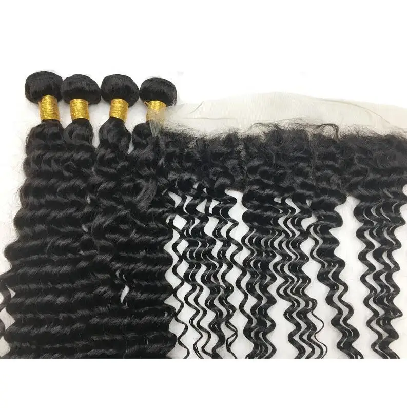 

Double Drawn Deep Curly 100% Human Hair Bundles With Closure