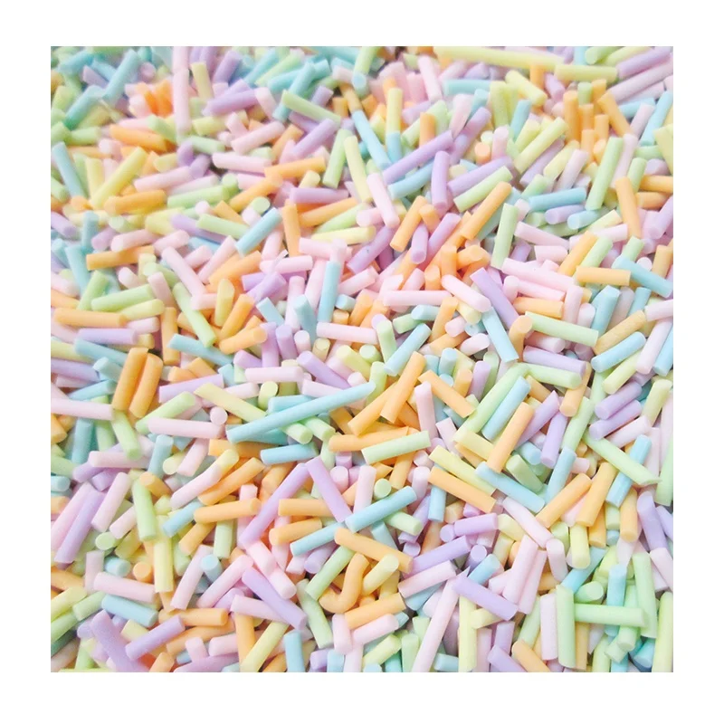 1KG/BAG Rainbow Pastel Mix Individual Color Polymer Clay Non Edible Candy Long Sprinkles for Slime Crafts Tumbler Decoration
