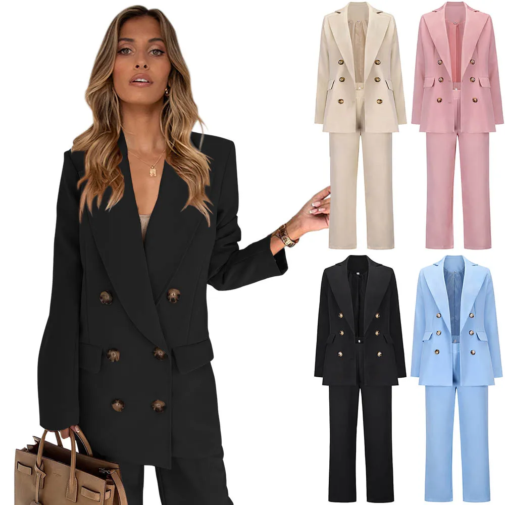 

Wholesales plus size workout office classy winter fall coat femme suits 2 piece set clothing blazer ladies women, Picture