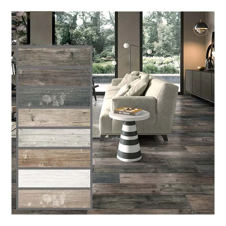 
Bolande matt surface non slip wood look porcelain tiles brown grey white indoor wooden look antique glazed tile 