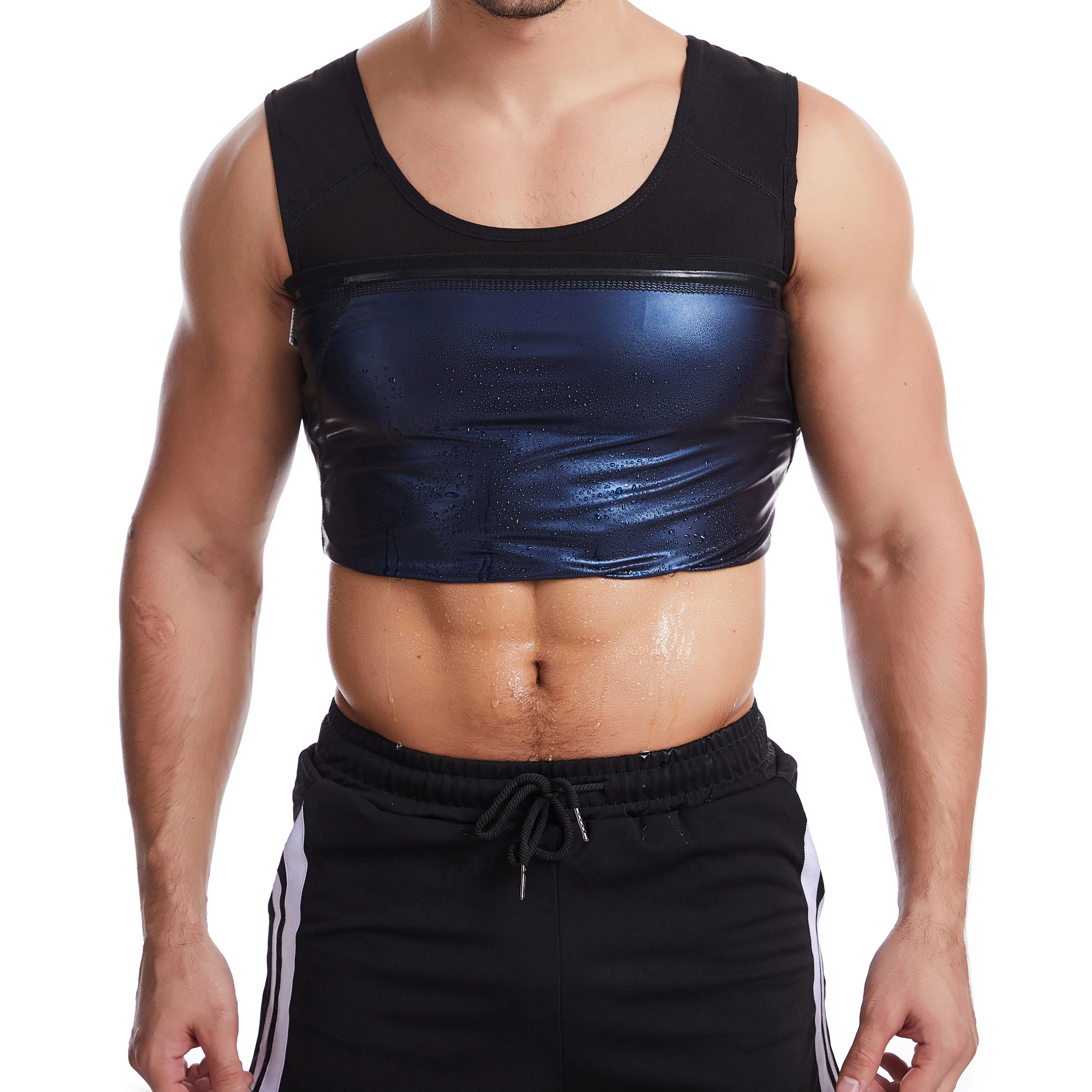 

Wholesale Dropshipping 2021Hot Sweat Body Shaper Slimming Shaping Tops Weight Loss Sauna Vest For Men, Black