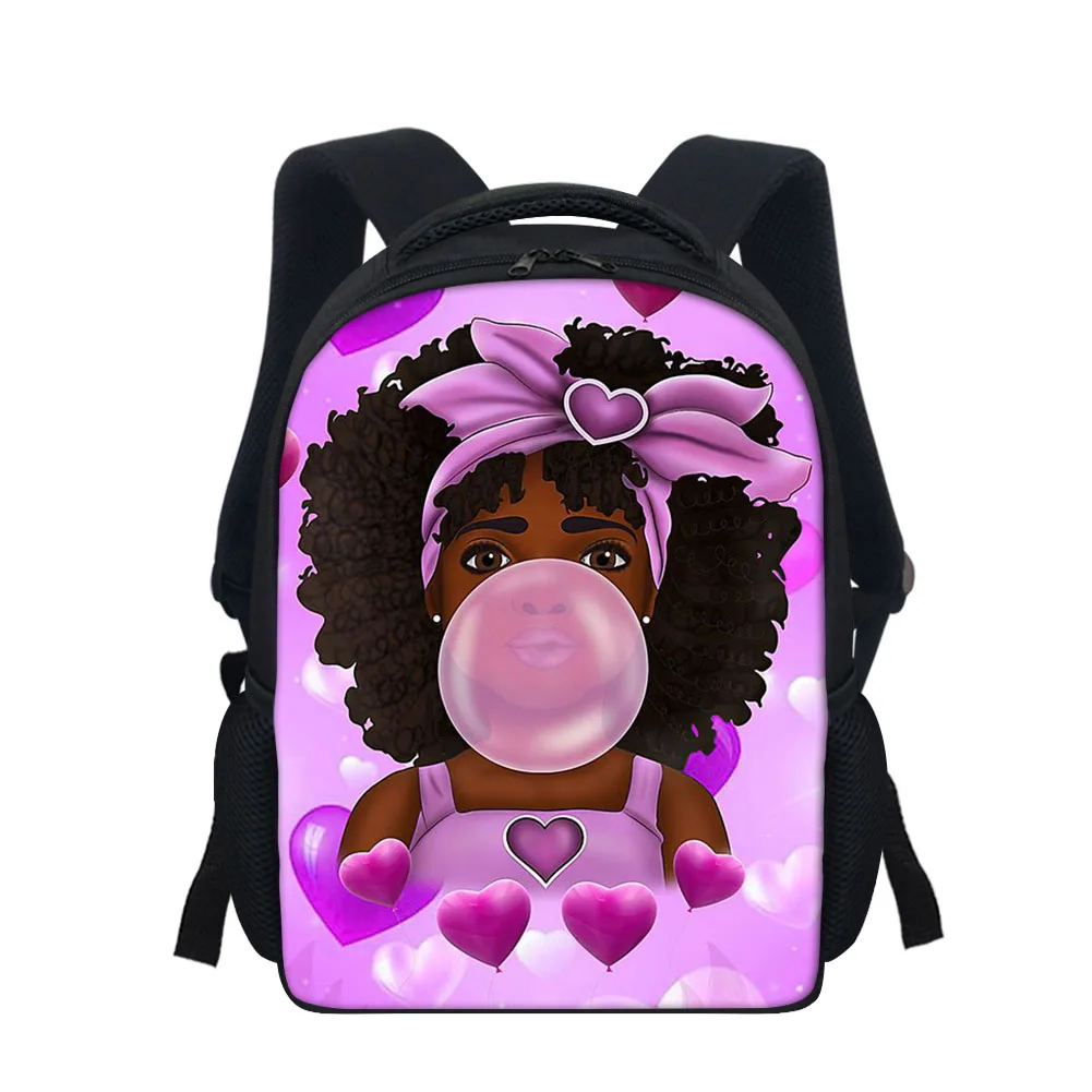 

African Art Black Girl Princess Print Backpack for Kid School Bag Mini Lightweight Small Bookbag Preschool Kindergarten Girls, Customized color