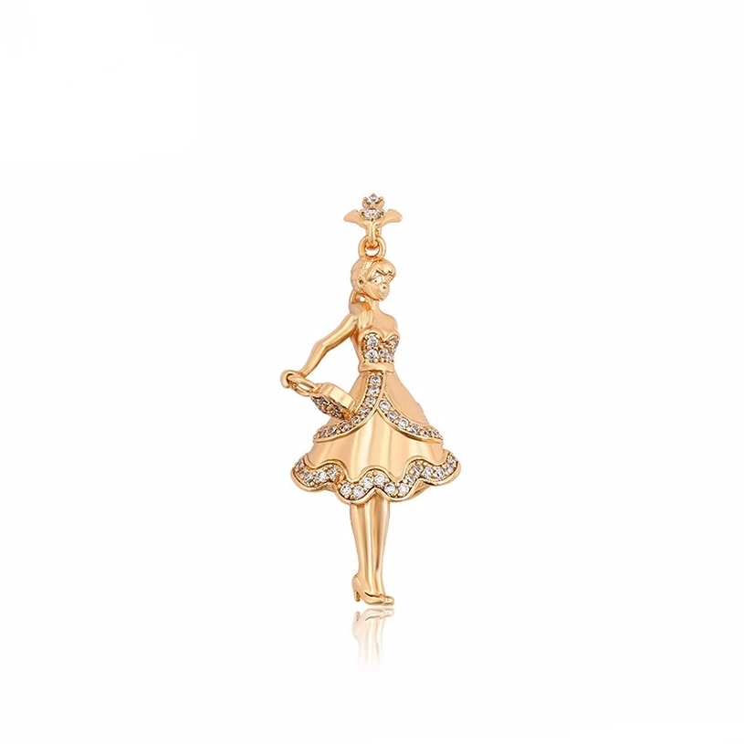 

A00894472 Xuping jewelry simple fashion ballerina 18K gold set diamond exquisite high sense pendant