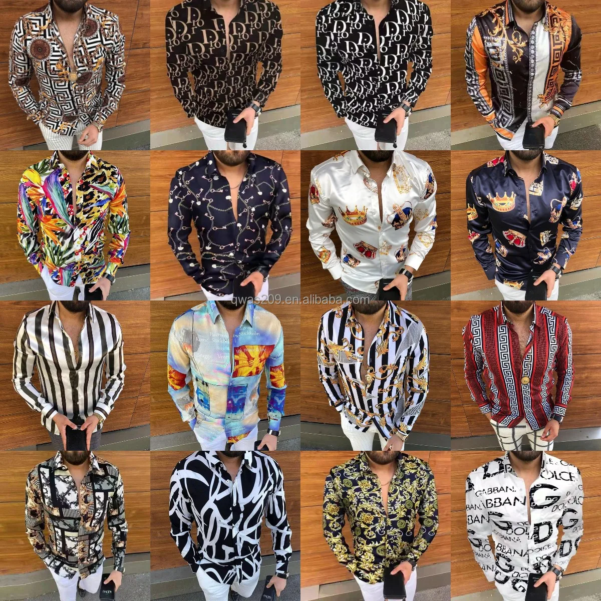 

Men's Shirt 2021 New long-sleeve casual shirt Men's floral lapel cotton shirt
