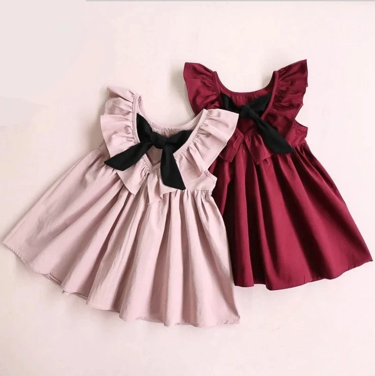 

Q107022 2colors New Style Spring summer big bows Girls Dresses Kids Children Clothing Baby Girl Dresses, Flower