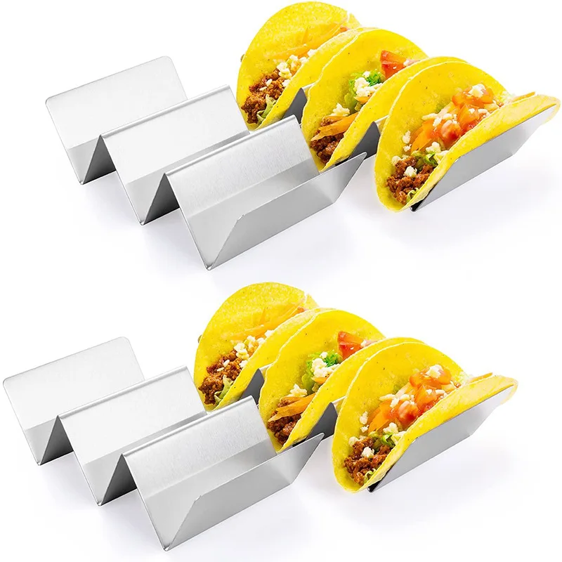 

Taco Holder Stainless Steel Taco Tray Stand Mexican Pizza Roll Shelf Baking Rack for Taco Burrito Potato Chips Shell, 5 colors