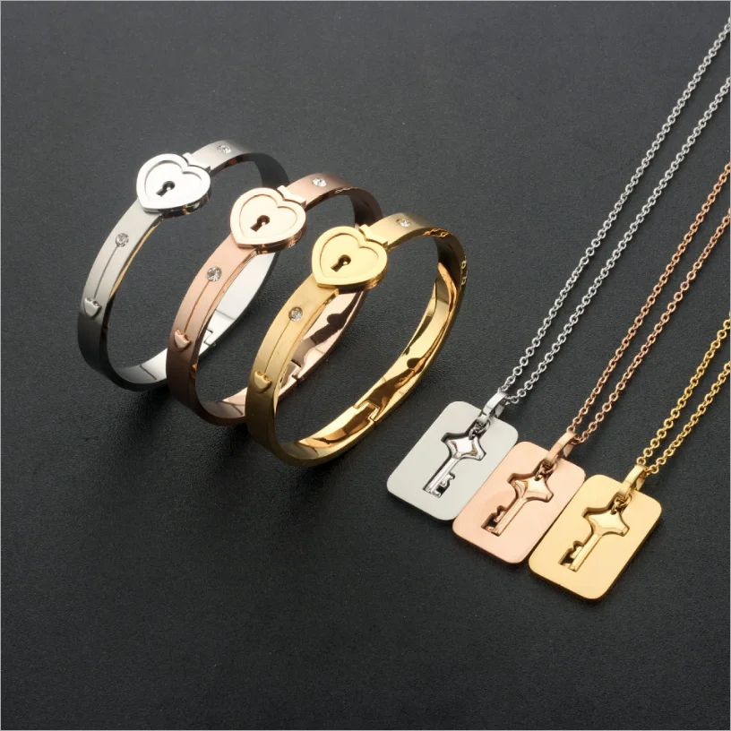 

Wholesale New Design Fashion Stainless Steel Meaning Jewelry Couple Bangle Bracelet Valentine's Day Gift, 5 colors available