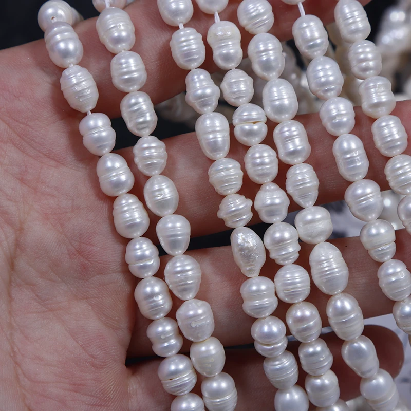 

6-7mm Rice Bead Punch Pearl Beads 100% Natural Freshwater Pearl DIY Necklace Bracelet Ring