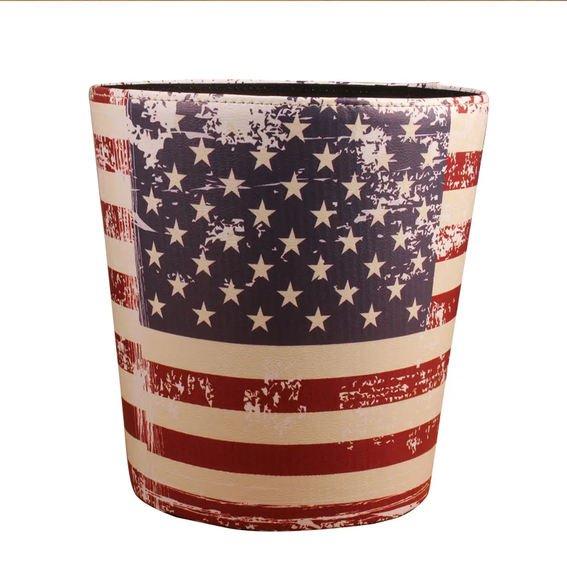 

custom print logo creative leather with no lid trash can Suitable for living room, bedroom as home decoration.