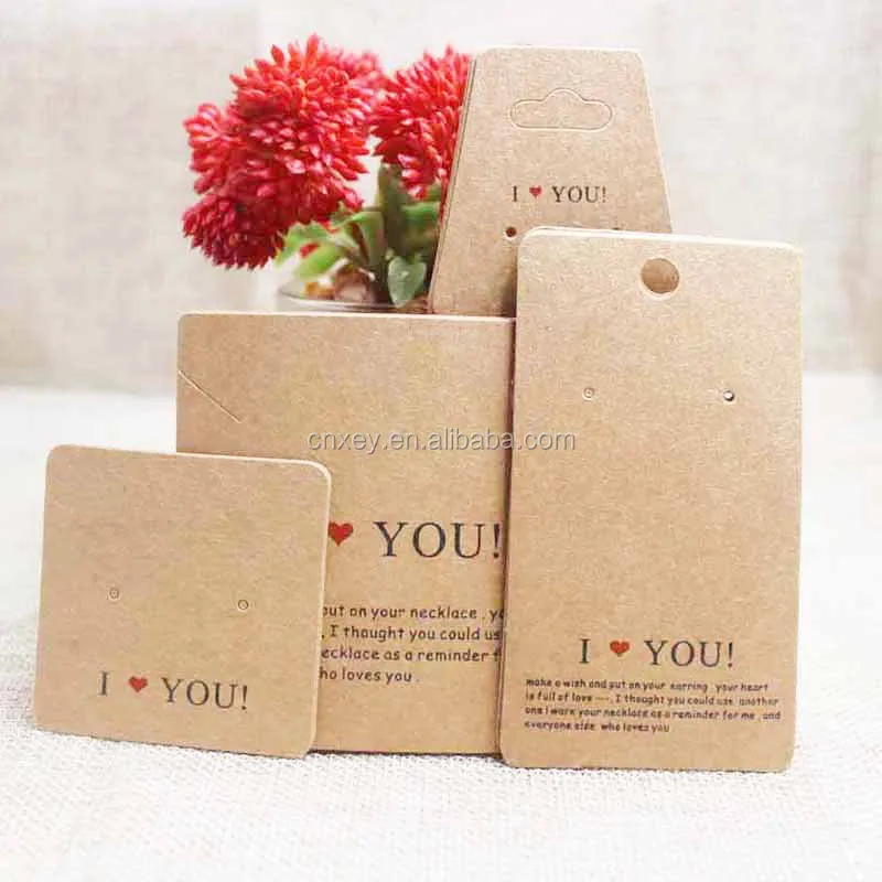 

earring cards custom logo jewelry I love you necklace earring cards