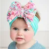 Boutique printed large bow nylon headband soft elastic baby hair accessories girls headband bows for girls hair