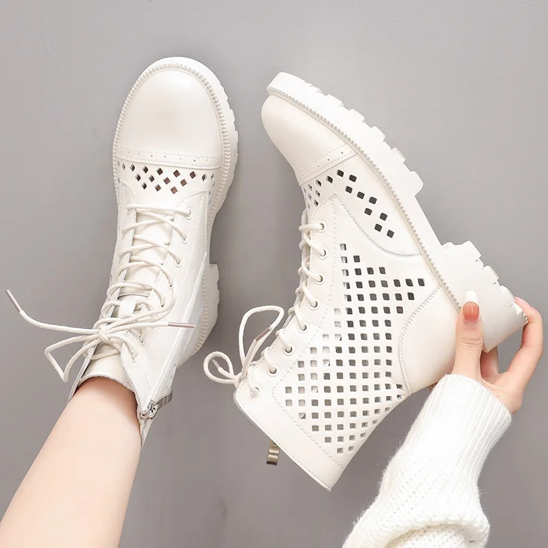 

B13489A Summer thin women 2021 new hollow Roman mesh short boots leather sandals