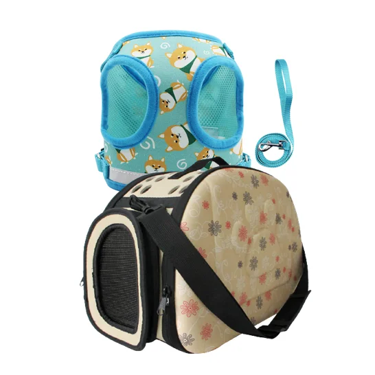 

Dog Harness + Pet Cage Carrier Set, Gray,black,yellow,pink
