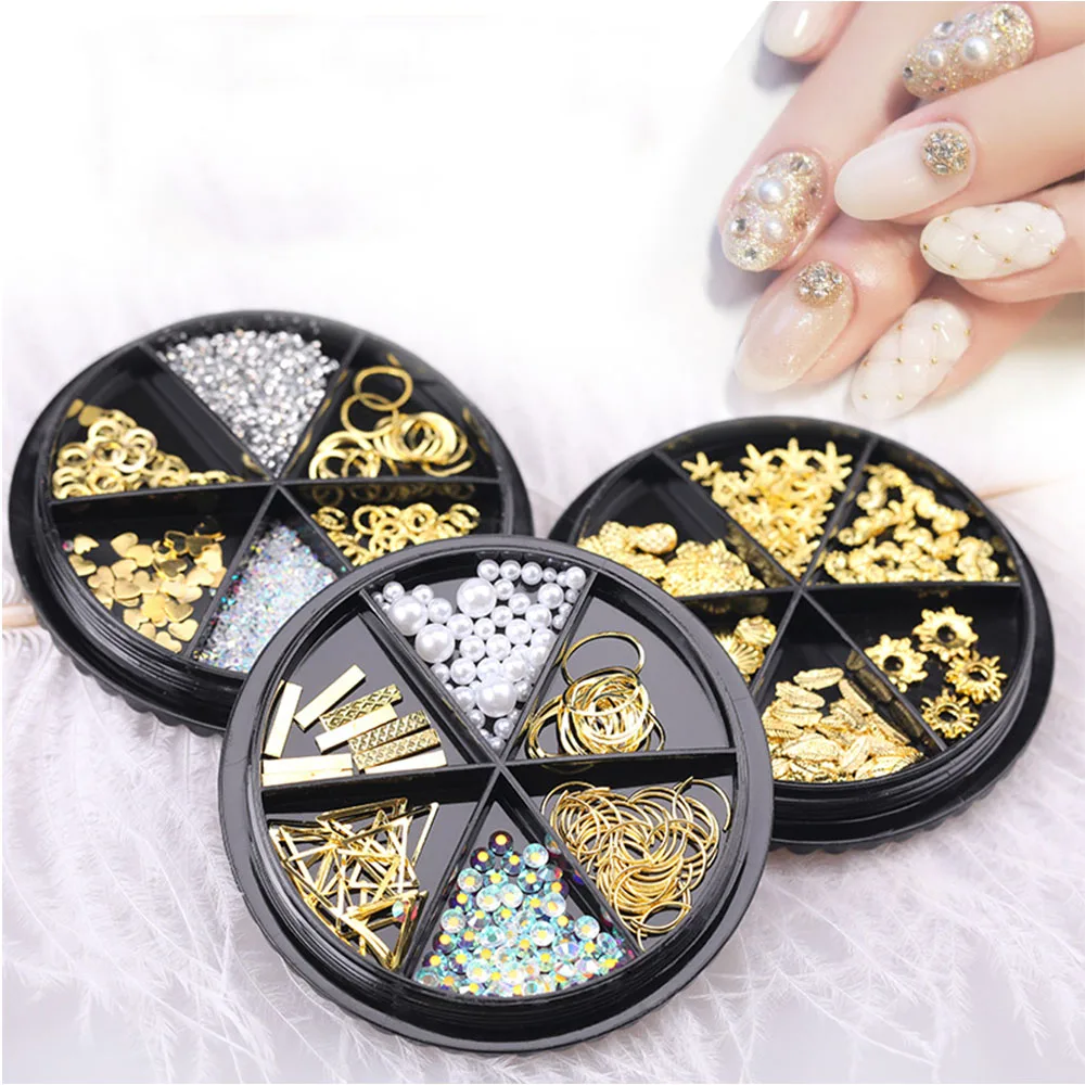 

The Latest 3D Mixed Color Pearl Flatback Rhinestone Manicure Jewelry Metal Nail Accessories Decoration, Colorful