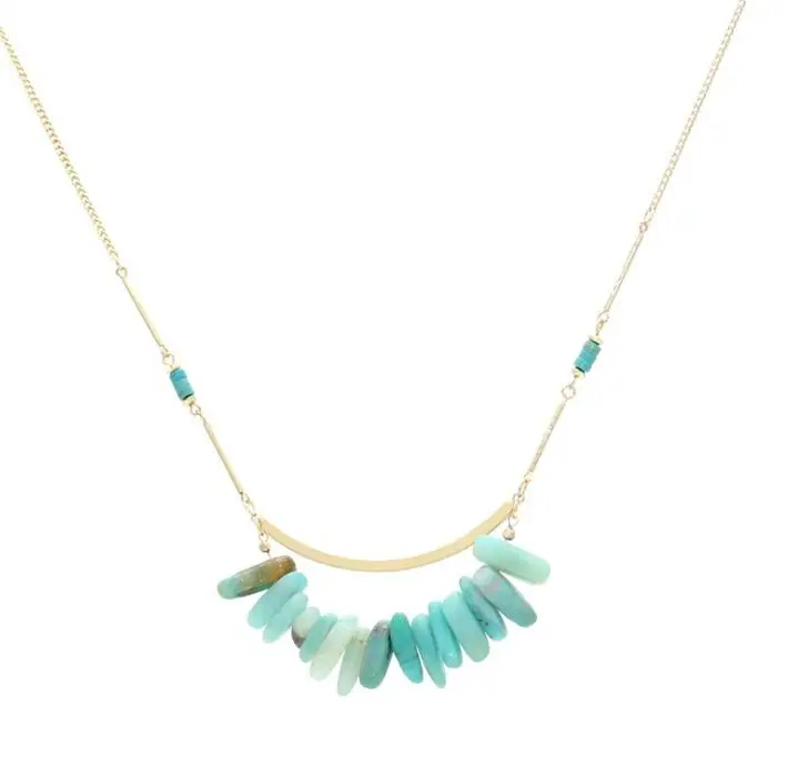 

Golden copper piece natural stone anibangle exquisite texture necklace