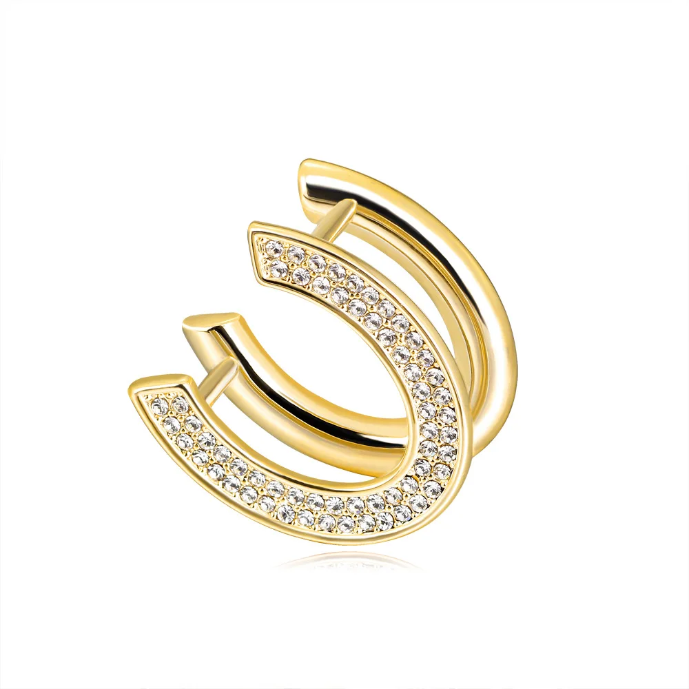 

Metal High Quality Jewelry Fashion U shape Horseshoe Scarf Buckle Brooch Rings, Gold,silver