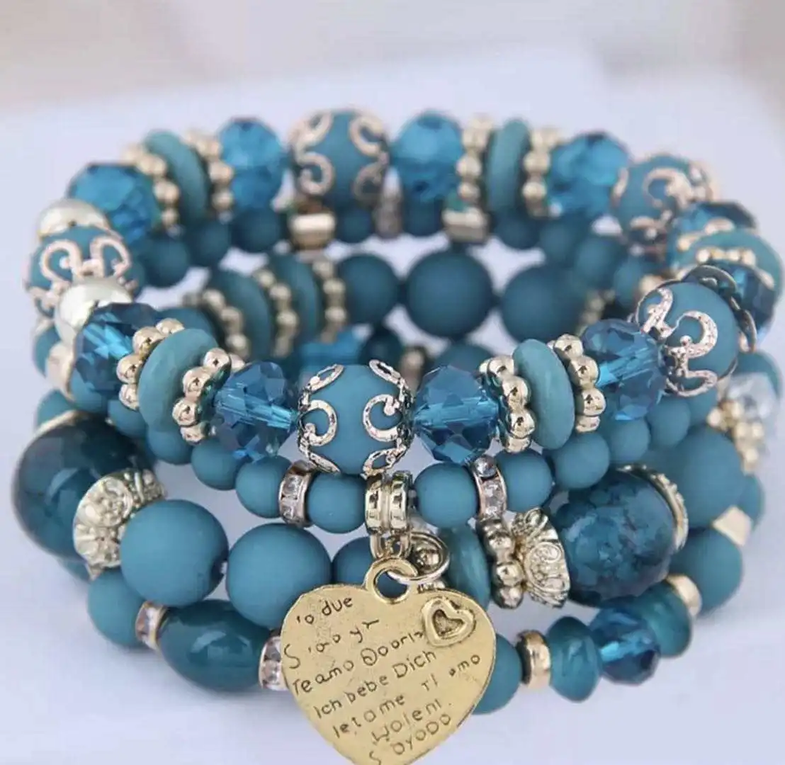 

Handmade Fashion Jewelry DIY Style Romantic Heart Charm Bracelet For Lover Accept Small Order Wholesale Beads Set Bracelet