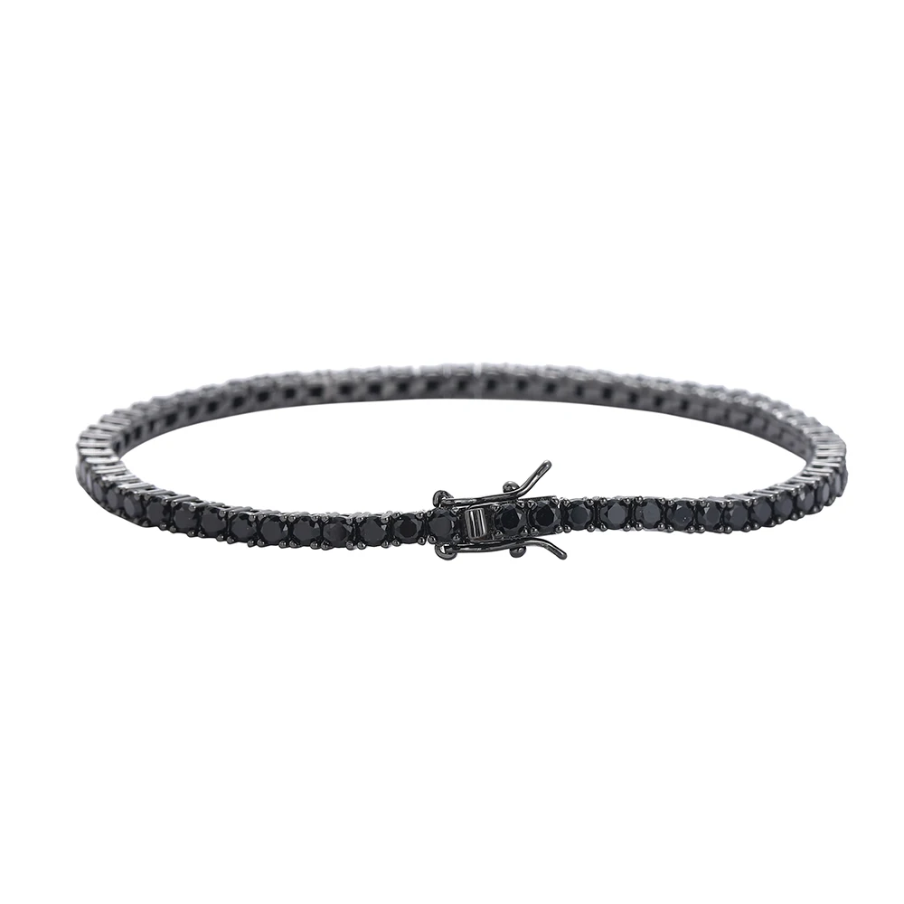 BB238 3mm 4mm 5mm Black Zirconia Tennis Bracelets Brass Chain Bracelet for Men and Women