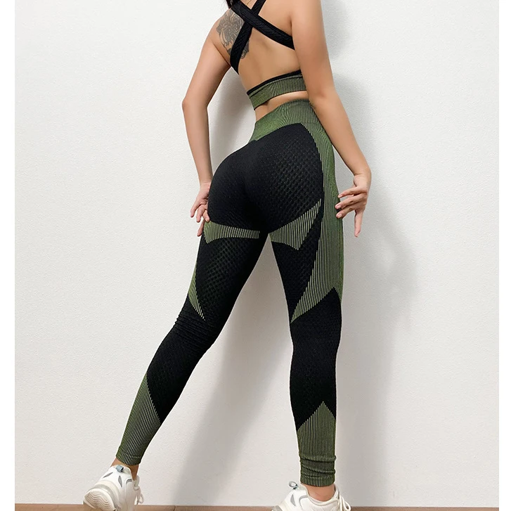 

High-waist Push Up Leggings Jacquard Women Yoga Pants Gym Tights, Color