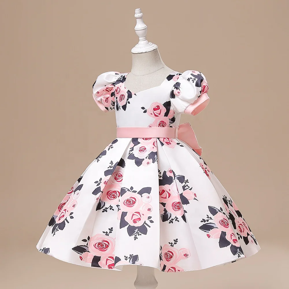 

MQATZ Summer fashion tulled dress flower girl wedding dress 3-5 years old girls kid pink evening dresses for party