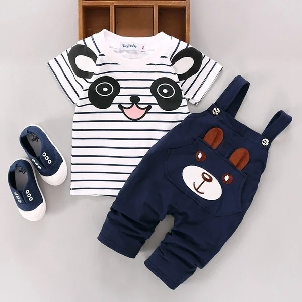 striped pants Kids Casual Clothes Set 2pcs Toddler Infant Girls panda Tops 
