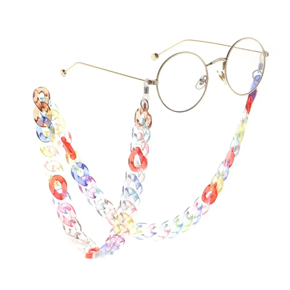 

HOVANCI 2021 Eyewear Jewelry Colorful Anti Slip Sunglasses Chain Cord Candy Rainbow Acrylic Glasses Chunky Chain Strap For Sport