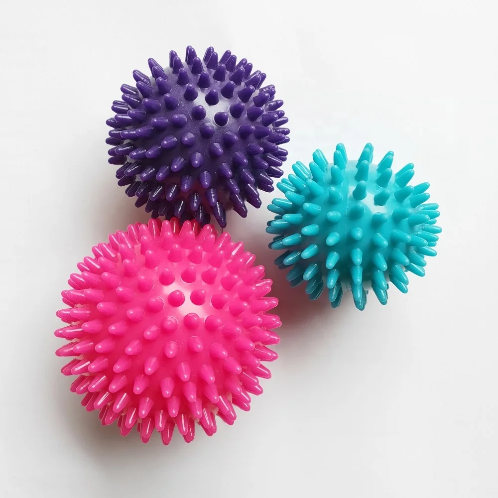 

rubber set of 3 reflexology foot body arm hedgehog massage ball, As picture