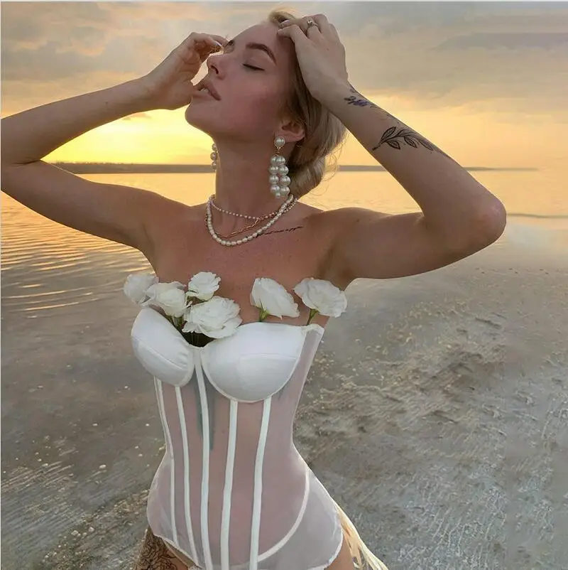 

2021 new arrivals summer collection mesh off shoulder women fashion corset