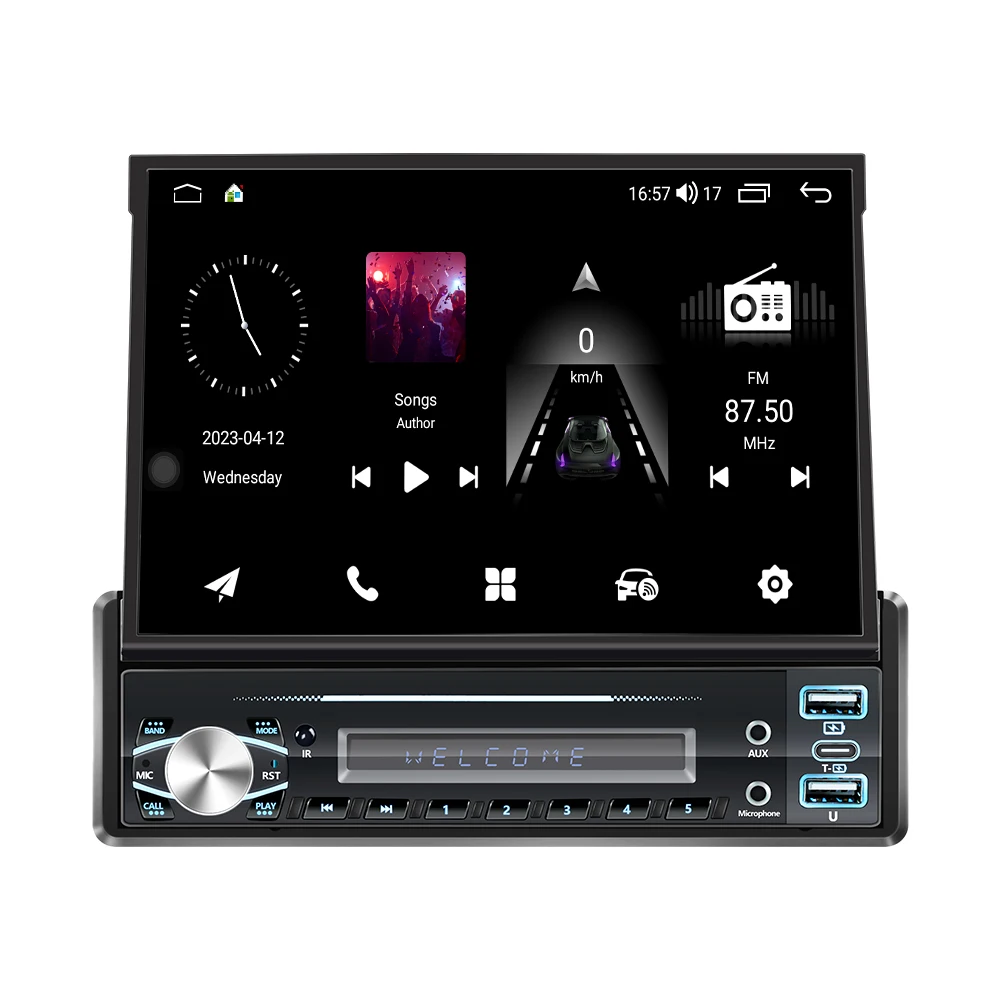 

Mekede 1Din Universal Car Radio GPS Navigation 7" Retractable Screen Android 11 Multimedia Player with BT Head Unit