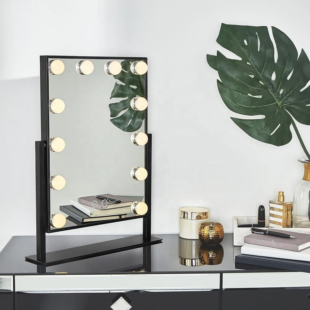 

Beautify Hollywood Vanity Lighted Tabletop Mirror with 12 LED Lights for Makeup