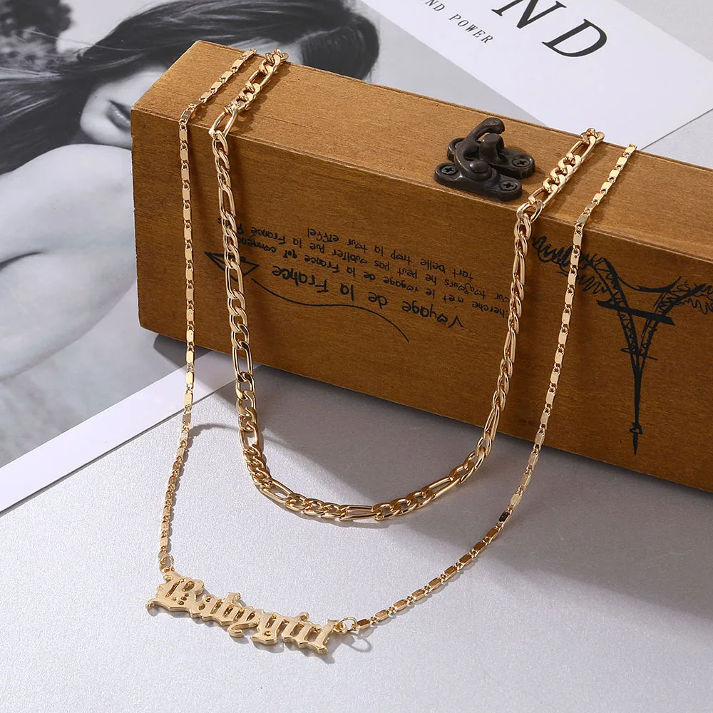 

2021 summer hot sale necklace couple baby girl English Letter Necklace American ins fashion style Bohemian necklace, Picture/customized