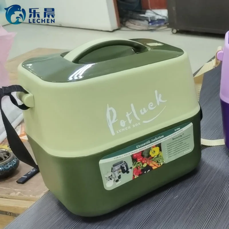 

Thermal Food Container Insulated Lunch Box Container ABS+Stainless Steel Food warmer containers storage with 2 Vacuum cup 3.6L, As photo