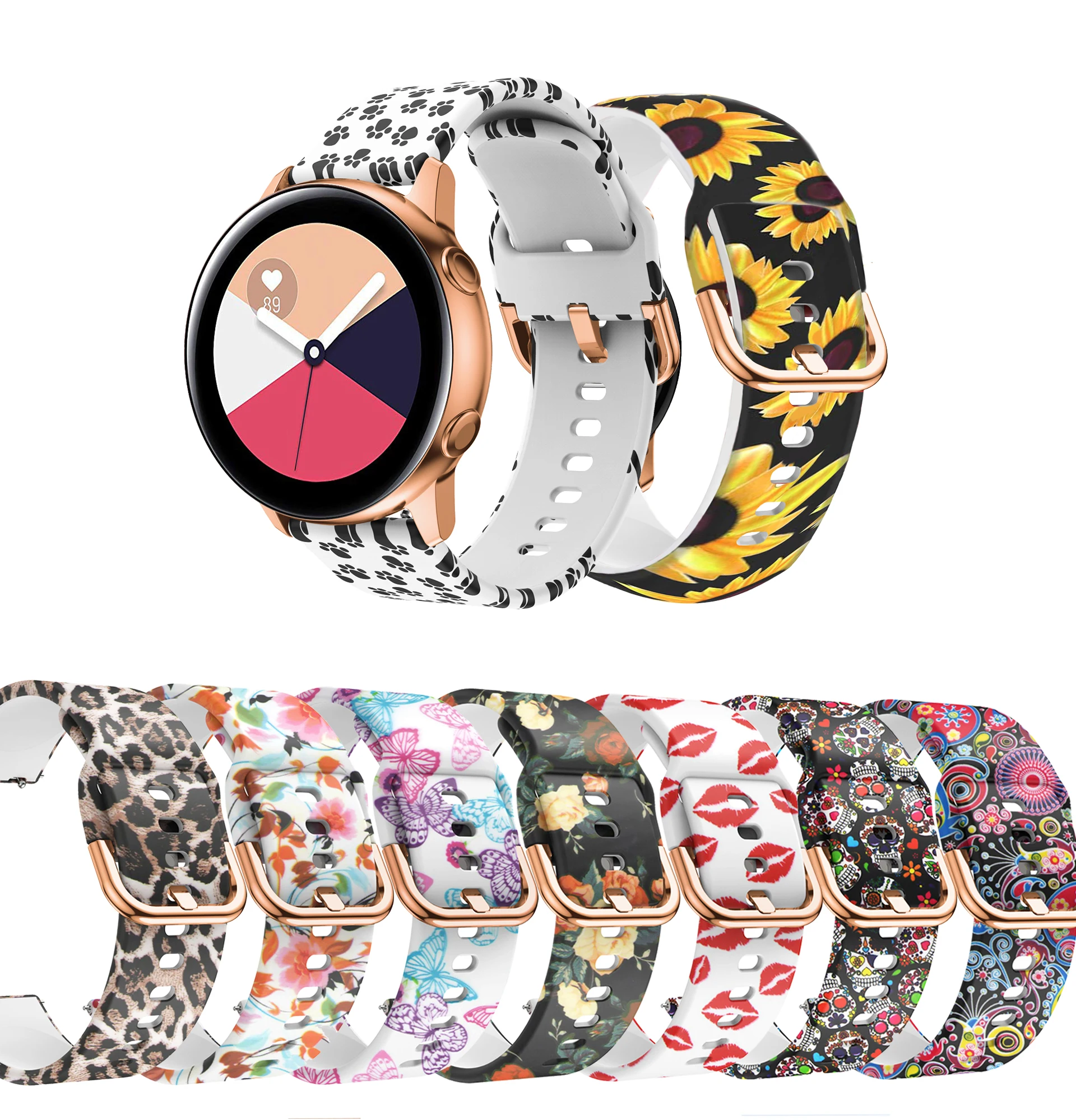 

Silicone Fashion Print Replacement Bands Straps Compatible for Samsung Galaxy Watch Active 2, Printing design