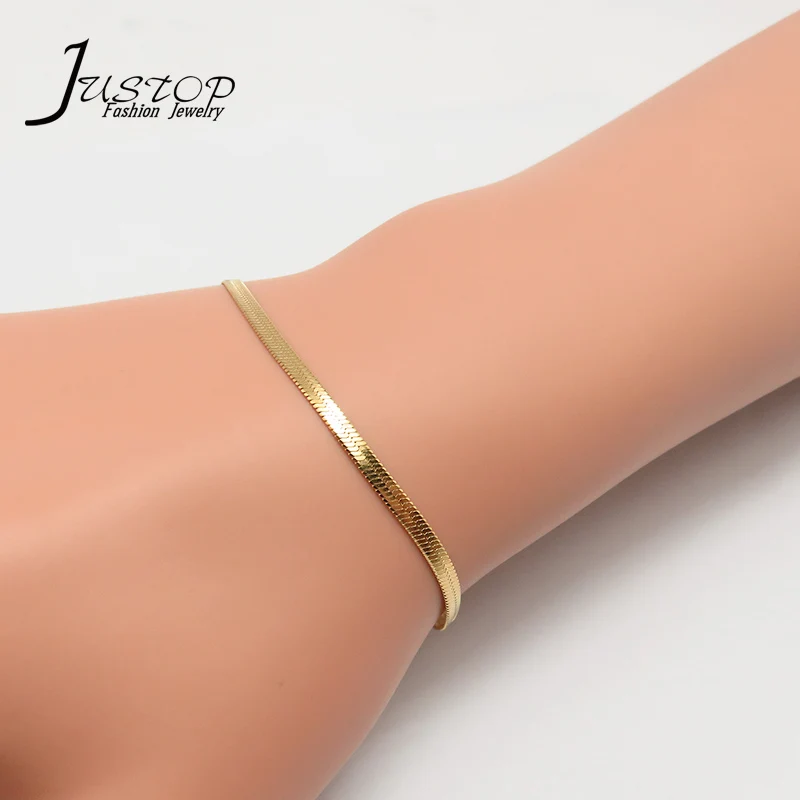 

Custom Accessories 18K Gold Plated Stainless Steel Snake Chain Bracelet Jewelry, As picture