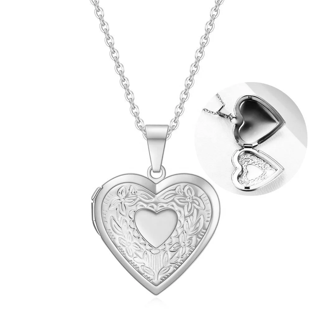 

Customized Can Hold Photo Necklace Mother Day Gift Jewelry 18k Gold Plated Stainless Steel Heart Pendant Picture Locket Necklace