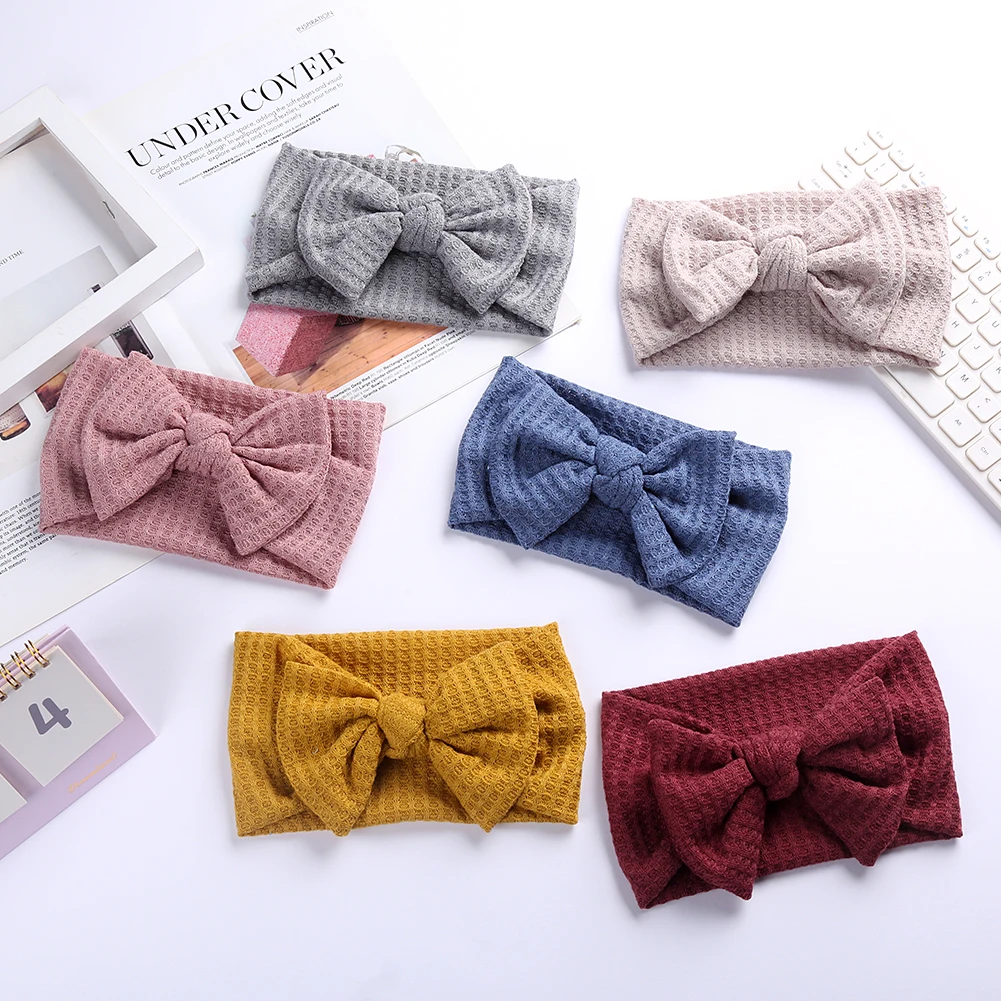 

New Baby Designer Headband Knot Waffle Hair Bow Knot Headwrap Kids Turban Infant Newborn Headbands Gifts, Custom colors