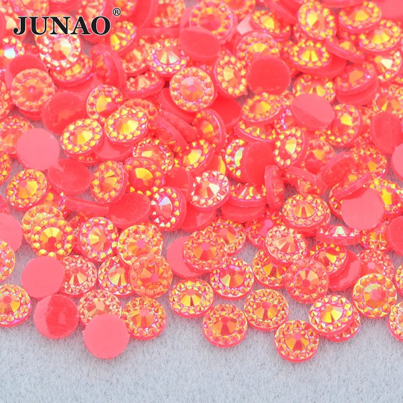 

4mm 5mm 6mm Jelly Red AB Round Crystal Strass Nail Art Stickers Flatback Flower Resin Rhinestone for Decoration, 16 colors flatback rhinestone