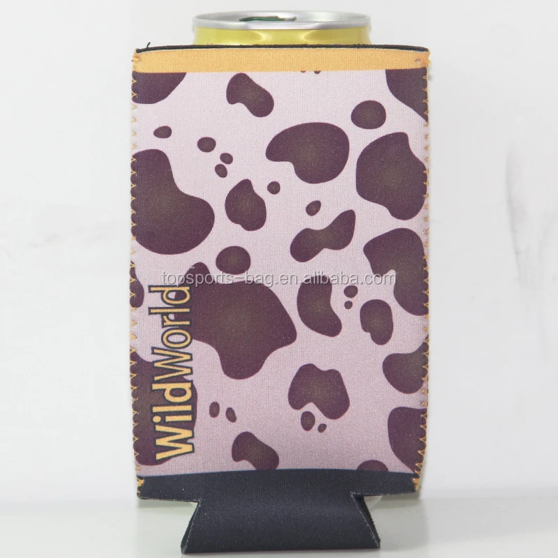 

Full Leopard Print Neoprene Beer Cans Cooler 16.9 OZ Insulated Soft Drink Beverage Cooler Sleeves, Any pantone color or multicolor