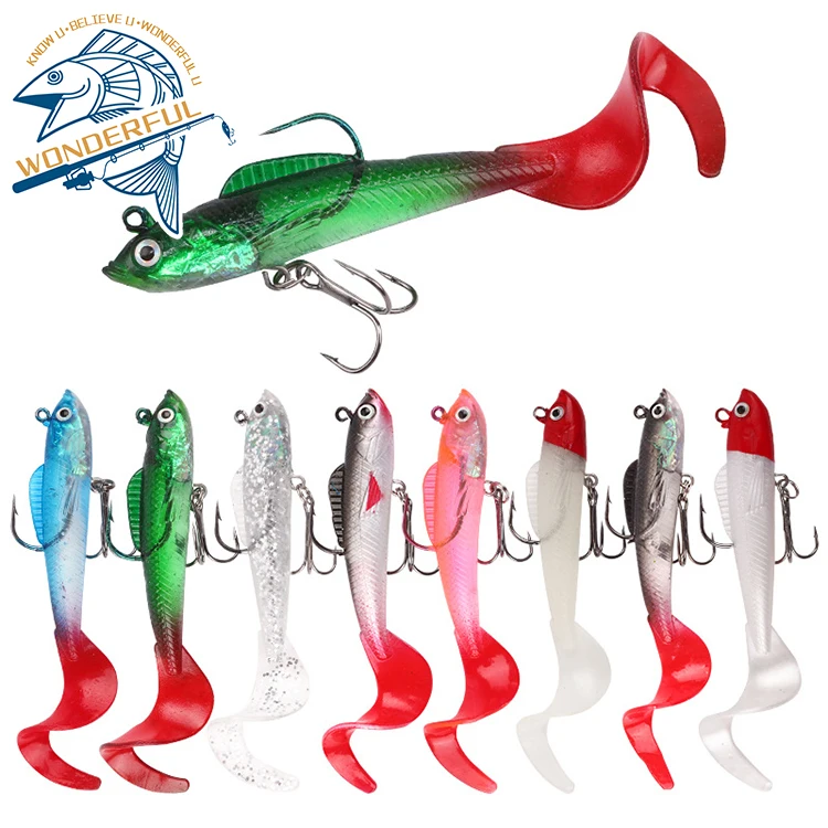

Hot Sale 4.7g 75mm Plastic Artificial Bionic Fishing Tackle Bait Screw Worm T Tail Soft Lure