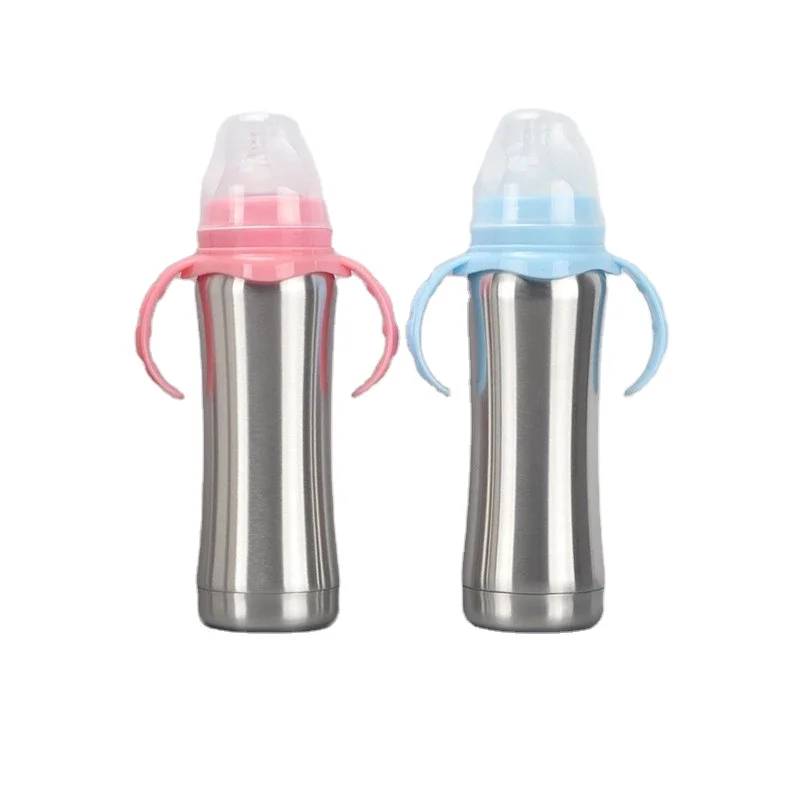 

Hot selling 8oz stainless steel baby milk feeding straw bottle for sale, Customized color