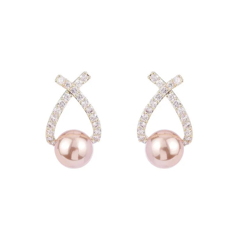 

Dr. Jewelry Minimalist Micro Zircon Pink Pearl Charm Earrings For Women Holiday Gift Jewelry