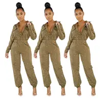 

9S03649 new style bubble bead long sleeve casual autumn Casual Trendy Coffee 2019 Hot Sell Women Jumpsuit